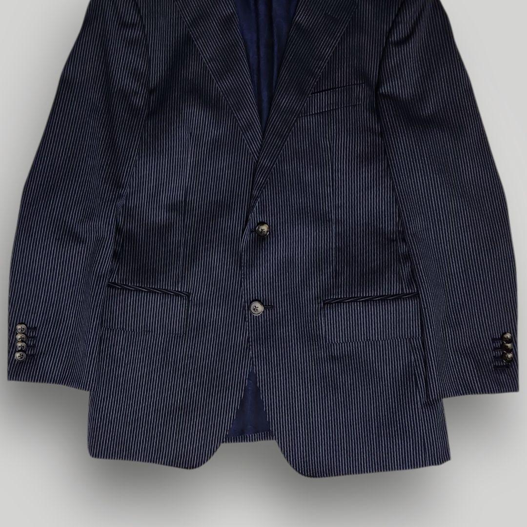 オーダースーツ 3ピース M相当 ネイビー ストライプ