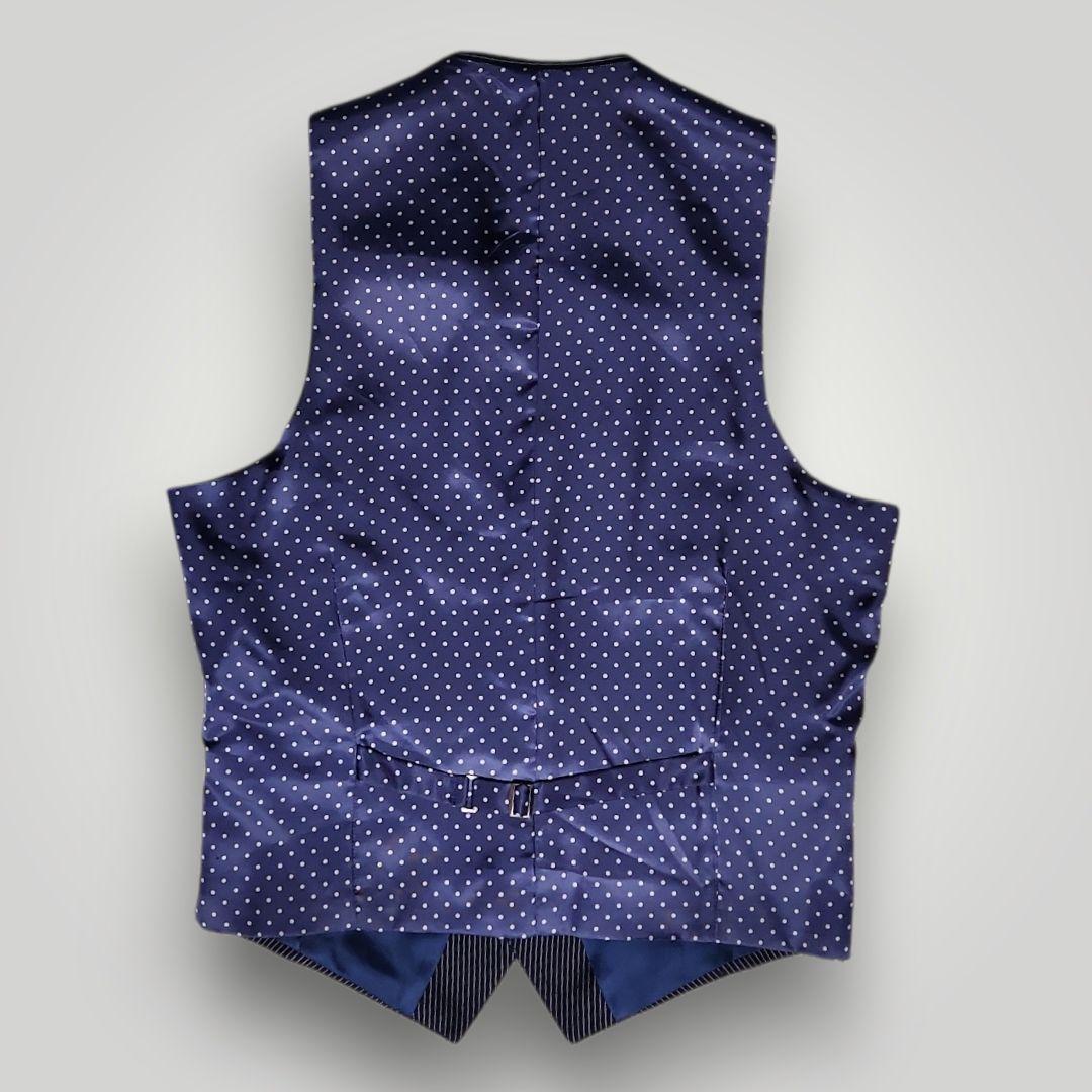 オーダースーツ 3ピース M相当 ネイビー ストライプ