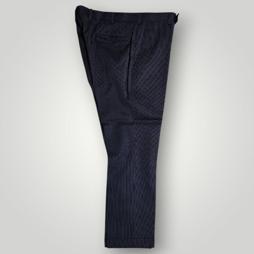 オーダースーツ 3ピース M相当 ネイビー ストライプ