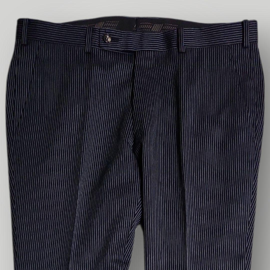 オーダースーツ 3ピース M相当 ネイビー ストライプ