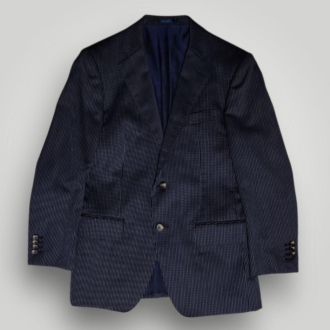 オーダースーツ 3ピース M相当 ネイビー ストライプ