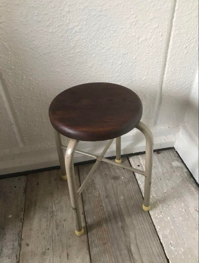 昭和レトロな丸椅子　パイプスツール　古道具