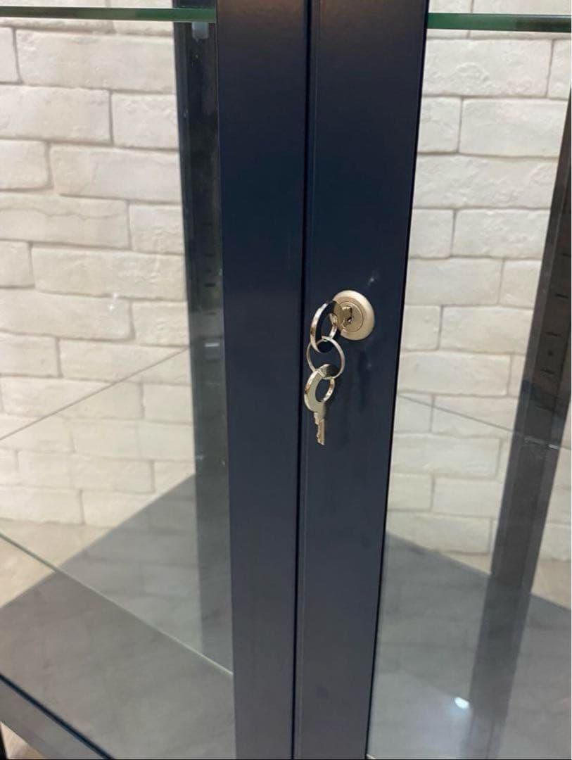 ダークブルー ガラスケース 鍵付き ikea ショーケース 美品 定価5.6万