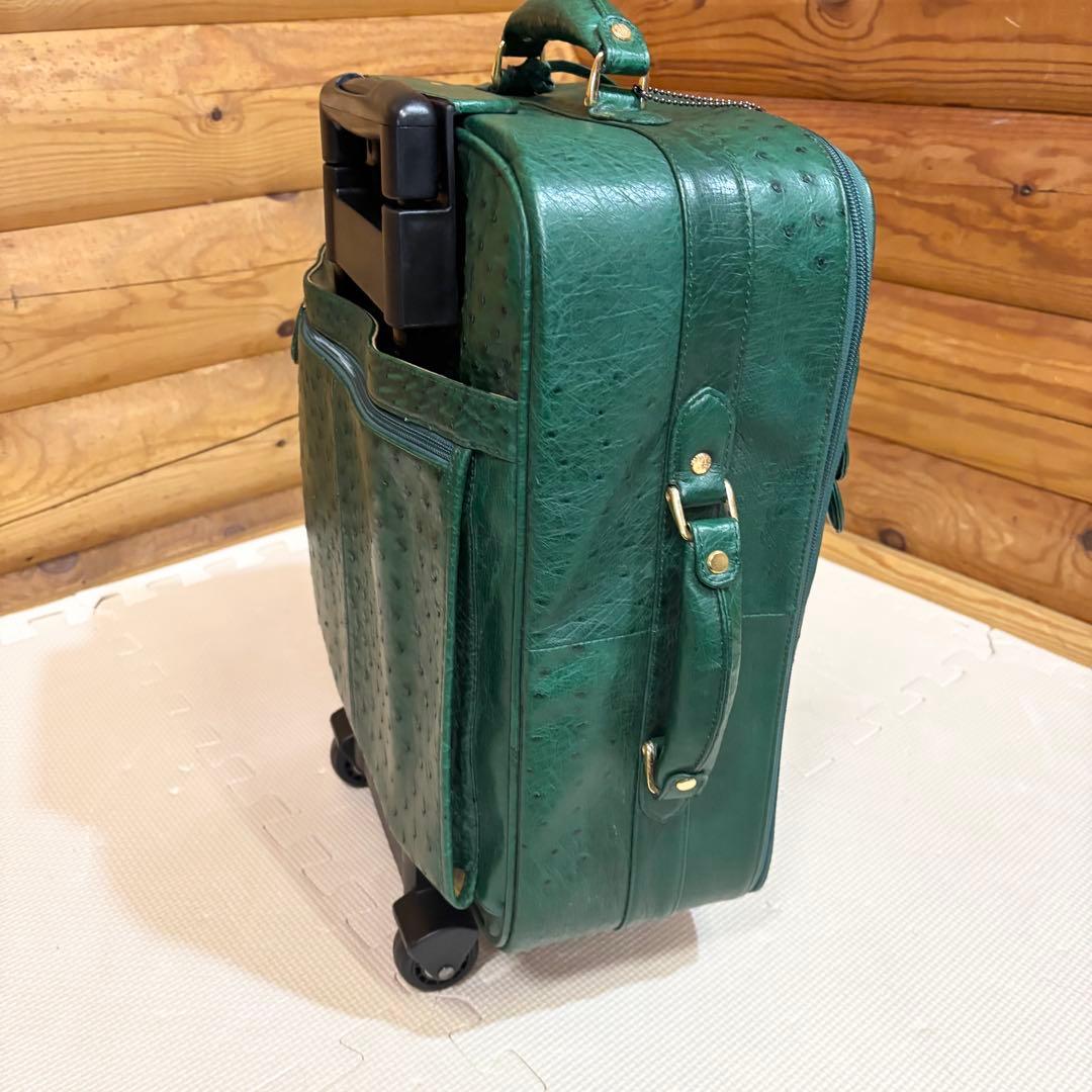 【希少】オーストリッチ キャリーケース グリーン JRA認定タグ付き 本革