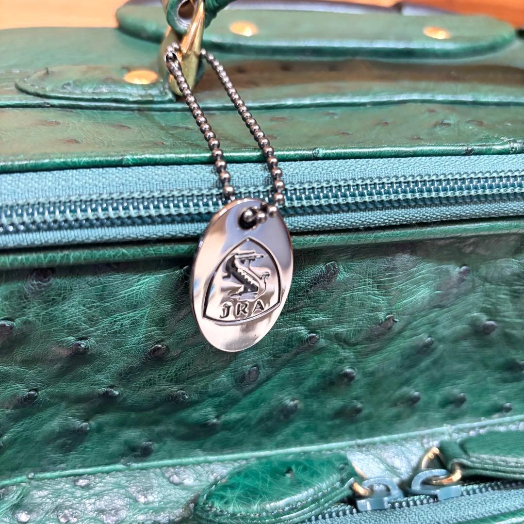 【希少】オーストリッチ キャリーケース グリーン JRA認定タグ付き 本革