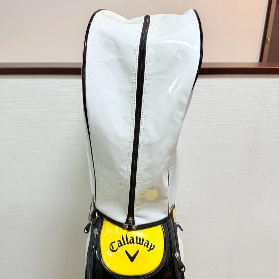 キャロウェイ キャディバッグ 9型 ホワイト×イエロー フード付