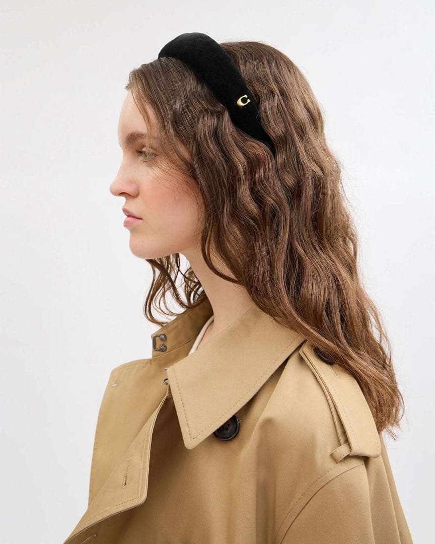 【COACH】コーチ　ベルベット　ヘッドバンド　カチューシャ　新品　ブラック　黒