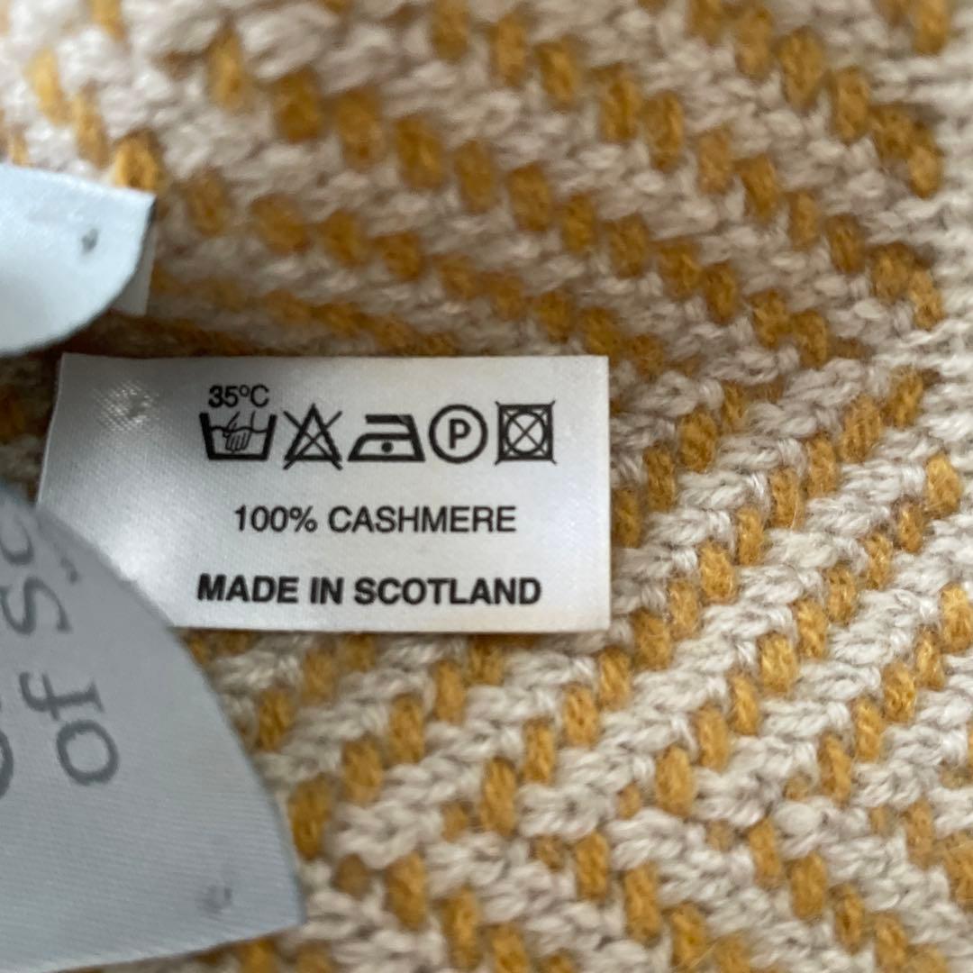 こあら　カシミヤ100％ ヘリンボーンパターンマフラー ベージュ系