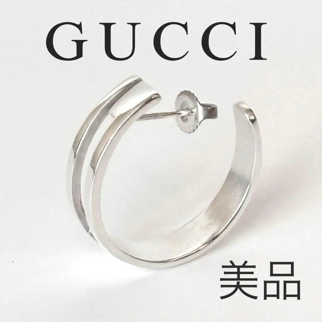 美品✨GUCCI グッチ ピアス Gロゴ フープ SV925 片耳 デカロゴ