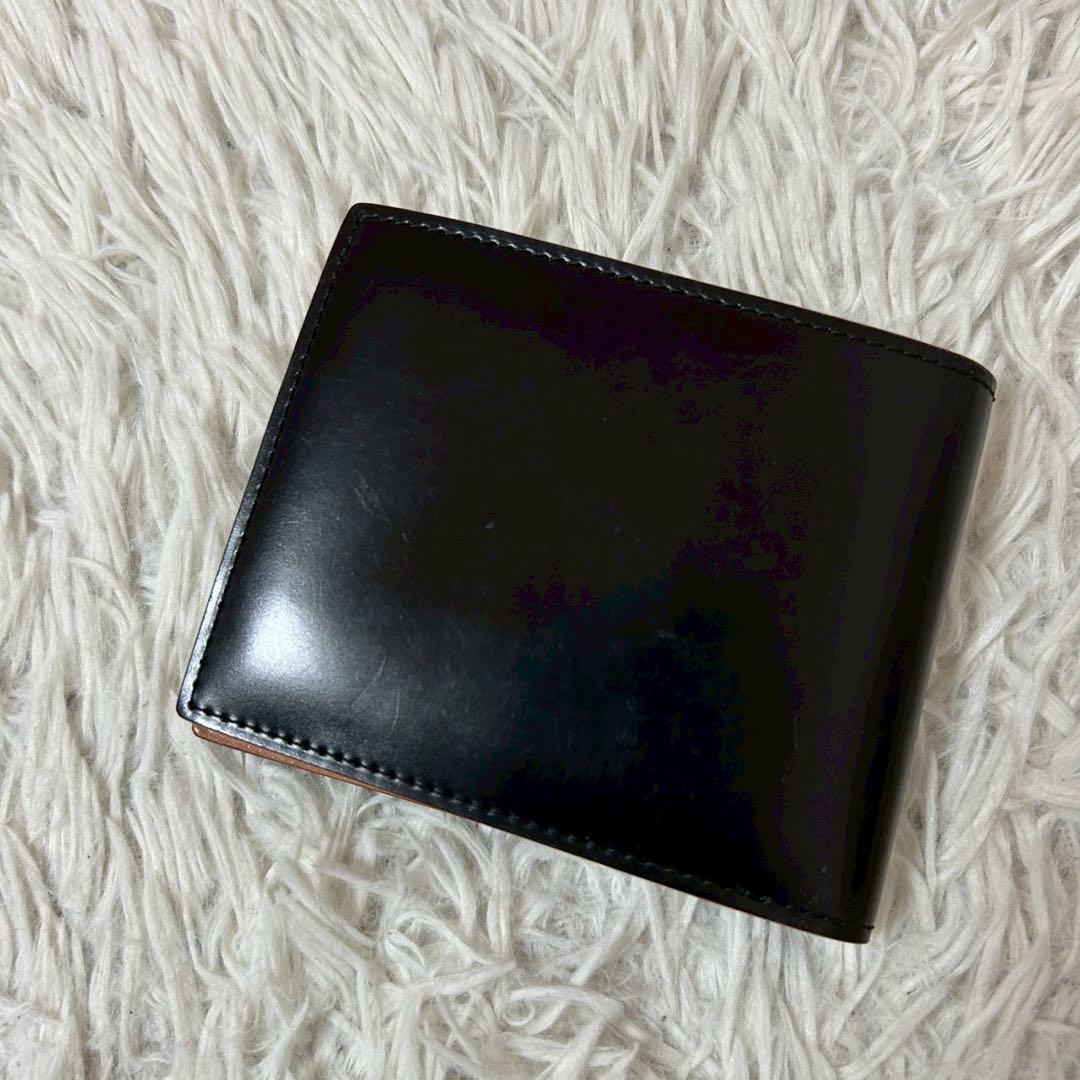 美品✨GANZO ガンゾ コードバン 二折財布 小銭入れ　ブラック