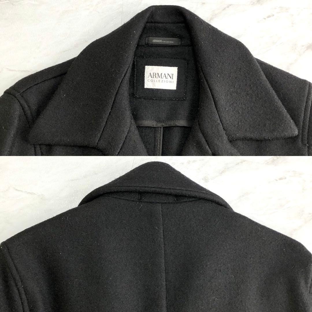美品✨ARMANI COLLEZIONI ウール Pコート ブラック 46