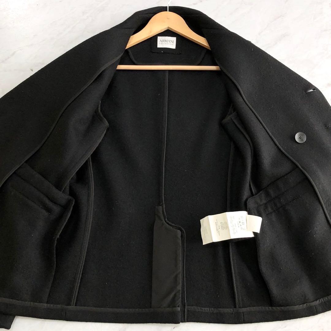 美品✨ARMANI COLLEZIONI ウール Pコート ブラック 46