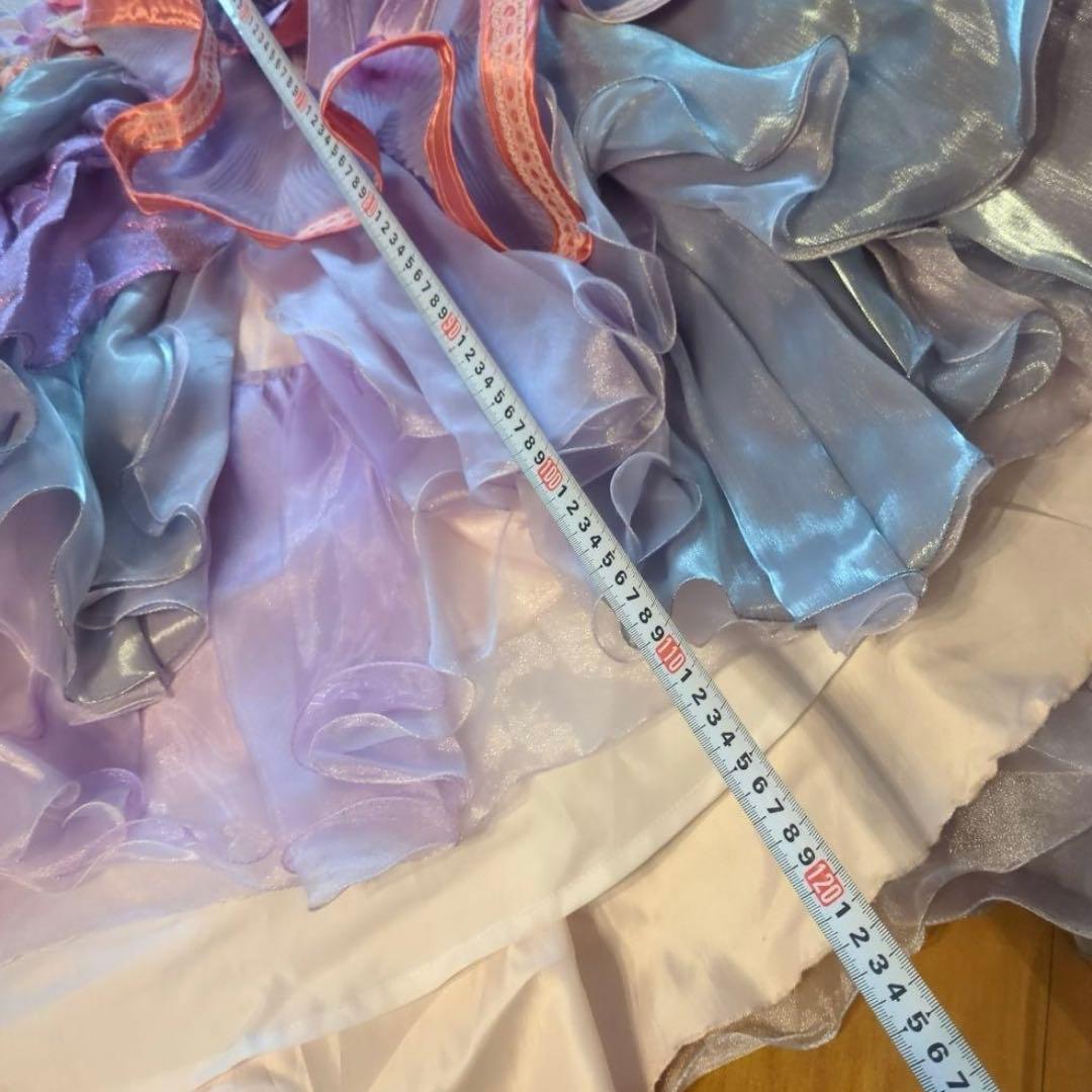 アイクリア　7歳　ドレス　パープル華やかなフラワー装飾のフォーマルドレス