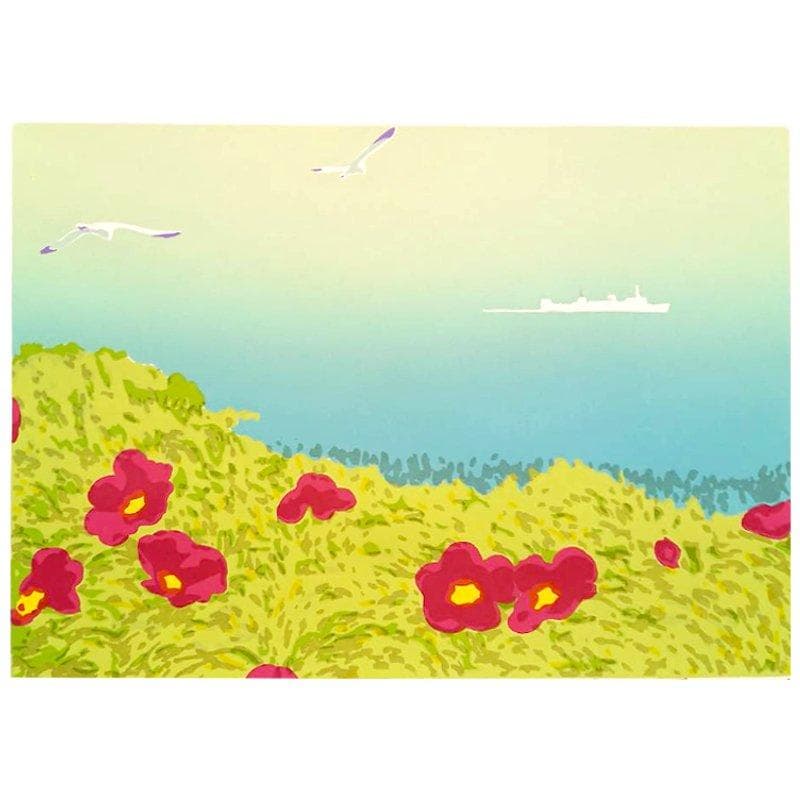 智博！☆本間武男☆「 かもめ Ⅴ 」シルクスクリーン　半切サイズ