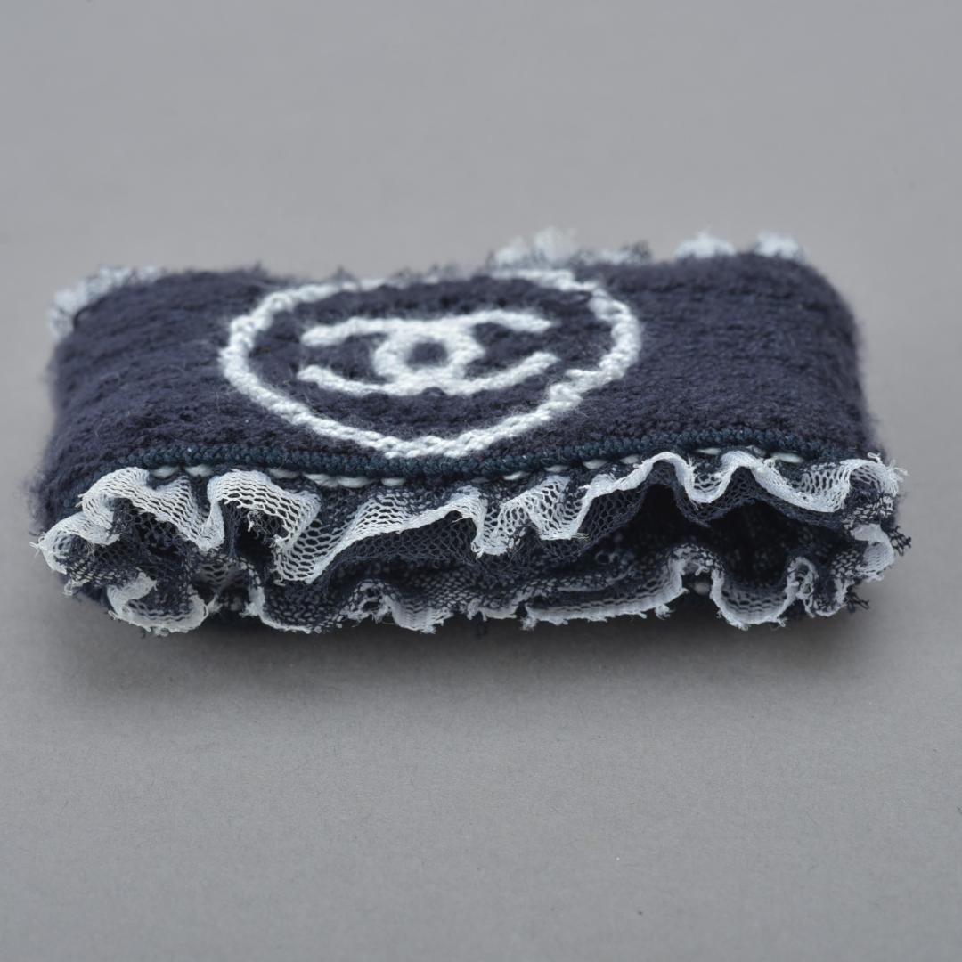 美品 シャネル CHANEL リストバンド ココマーク ブレスレット ネイビー