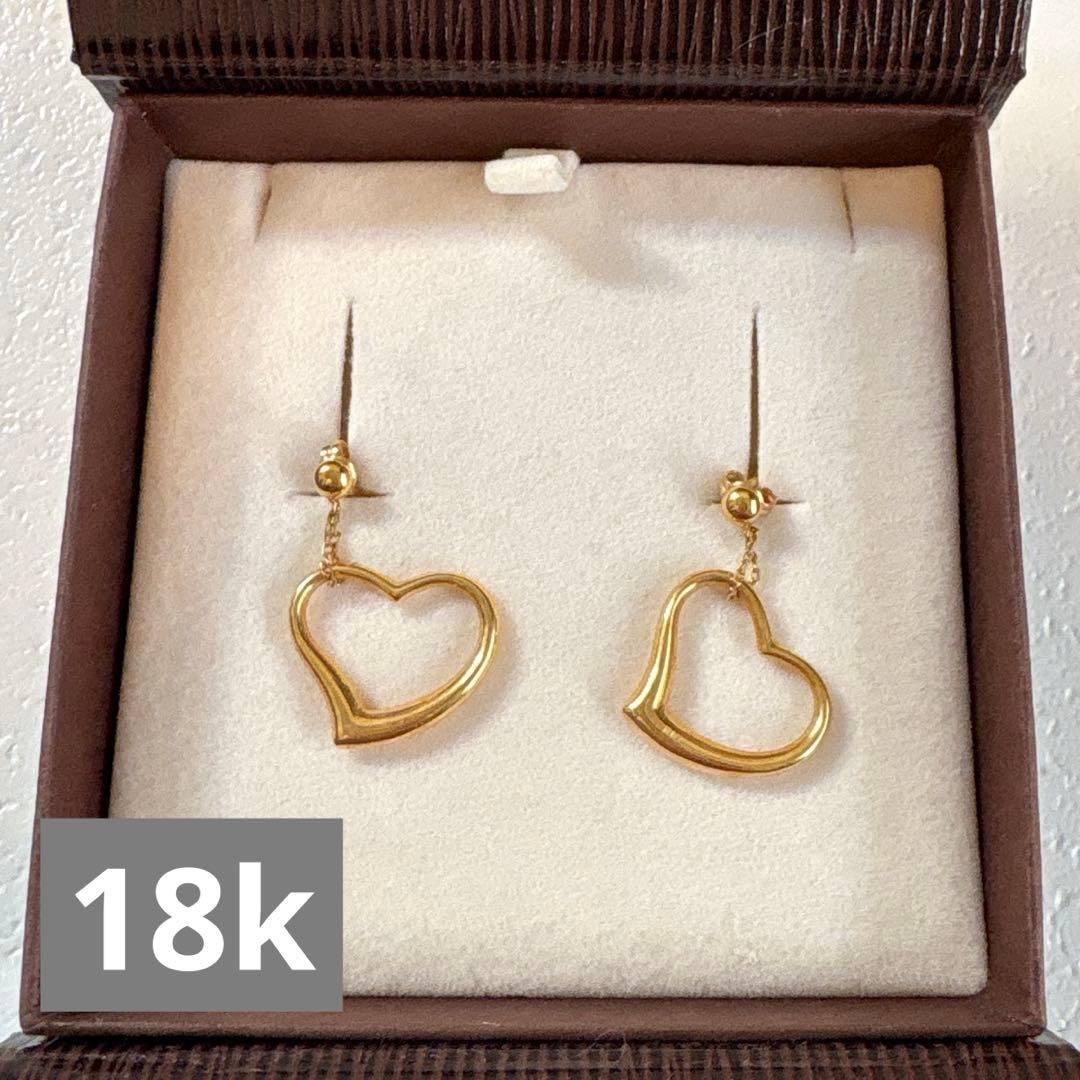 18金 ハート型ピアス