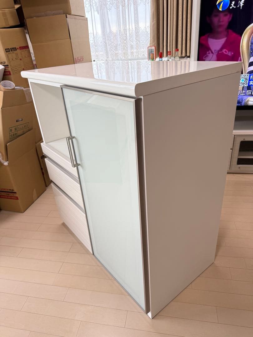 ホワイト キッチン収納キャビネット
