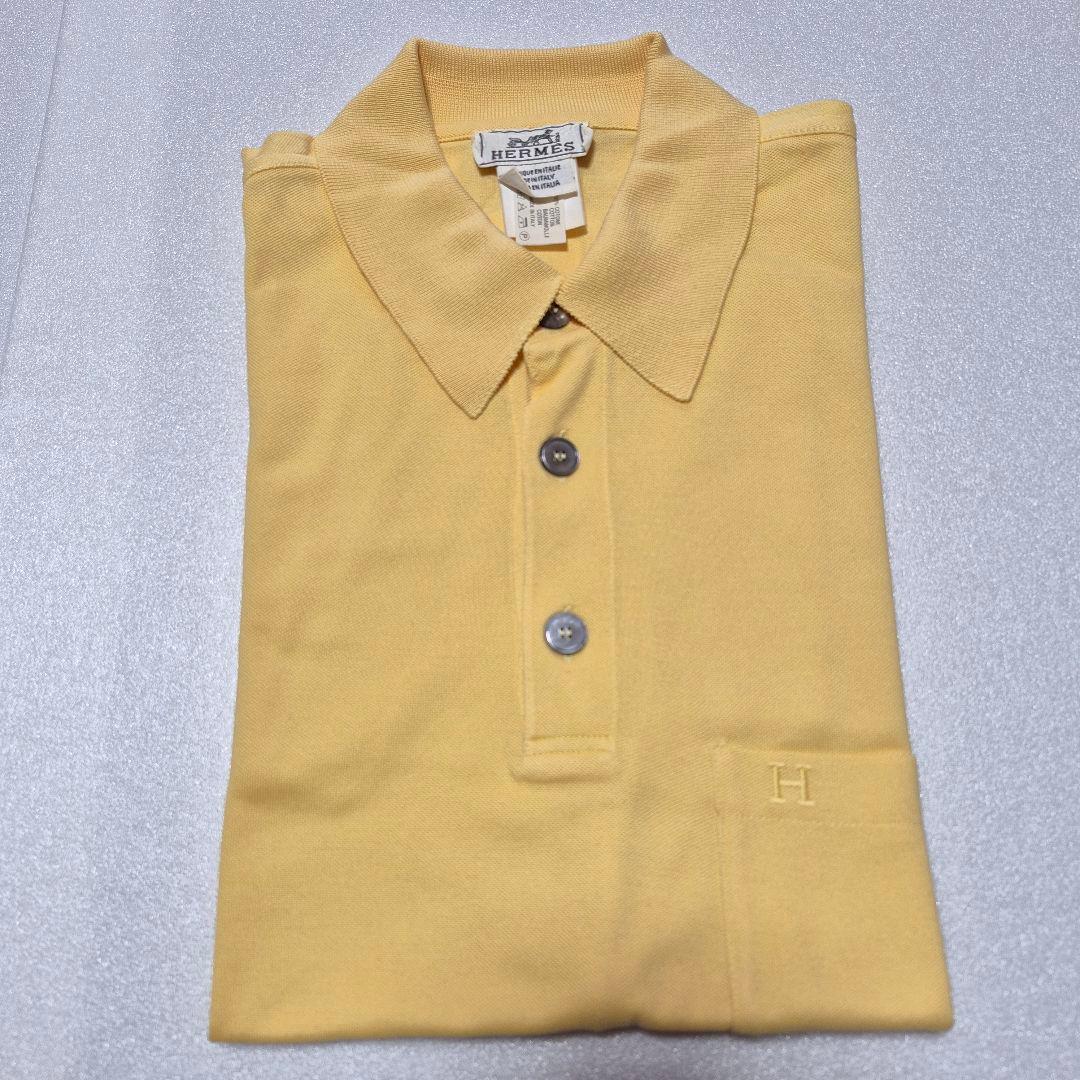 HERMES イエロー ポロシャツ 胸ポケット付 エルメス 日本M相当