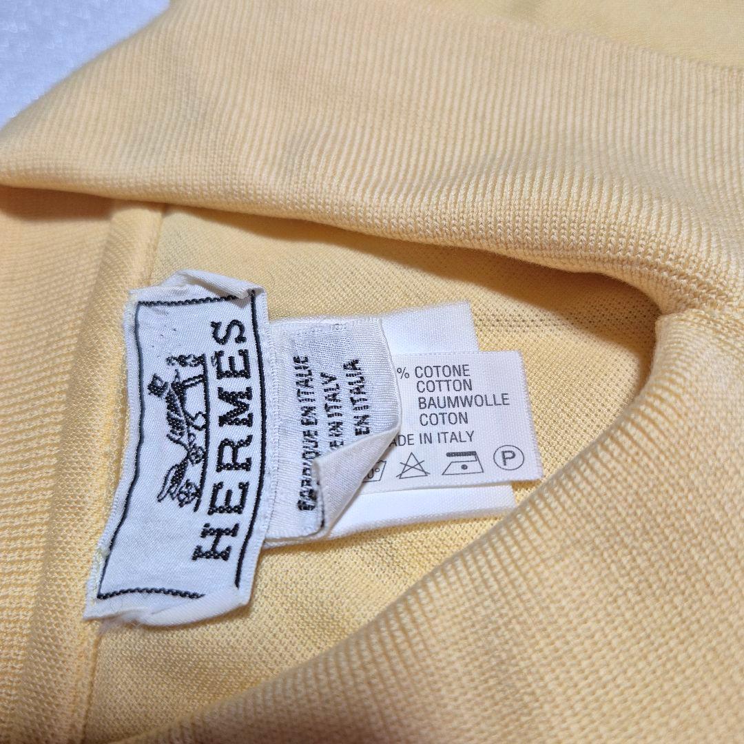 HERMES イエロー ポロシャツ 胸ポケット付 エルメス 日本M相当
