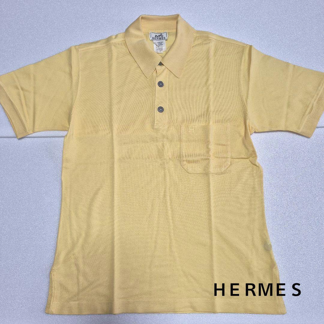 HERMES イエロー ポロシャツ 胸ポケット付 エルメス 日本M相当