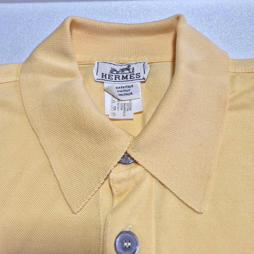 HERMES イエロー ポロシャツ 胸ポケット付 エルメス 日本M相当