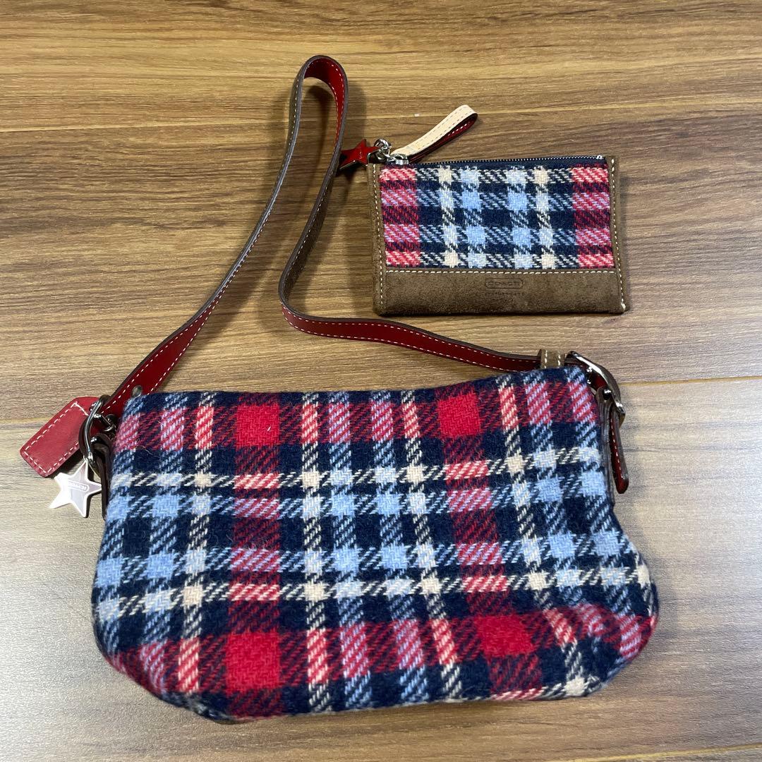 COACH チェック柄 バッグと小銭入れ セット