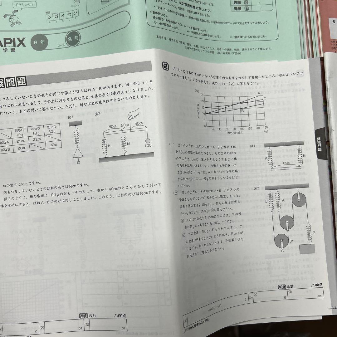 ㉑な　サピックス　ディリーサピックス　SAPIX 6年　理科　テキスト　一年分