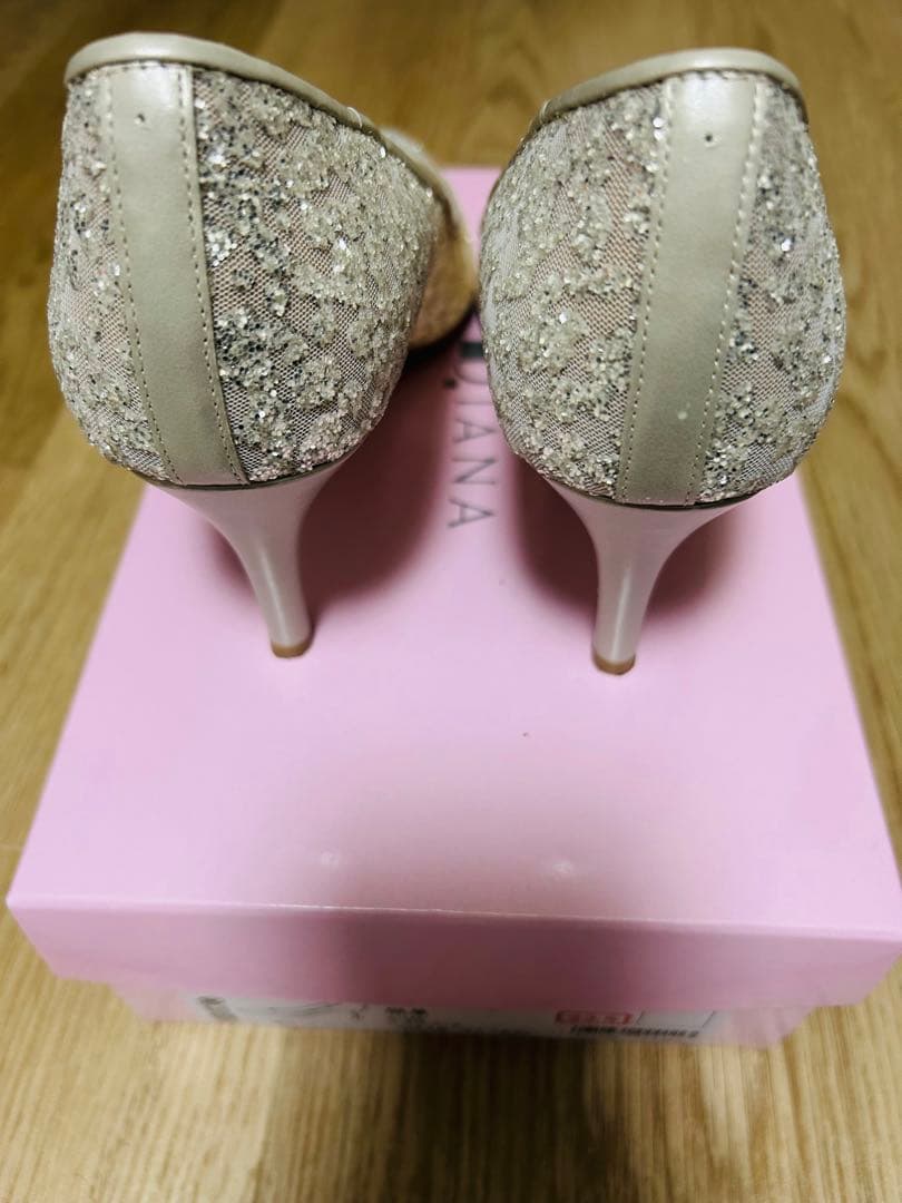 DIANA パンプス 23.5cm プラチナ/グリッターチュール