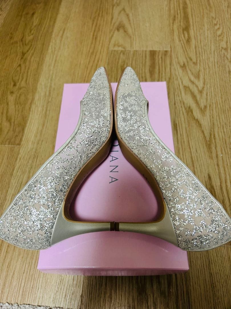 DIANA パンプス 23.5cm プラチナ/グリッターチュール