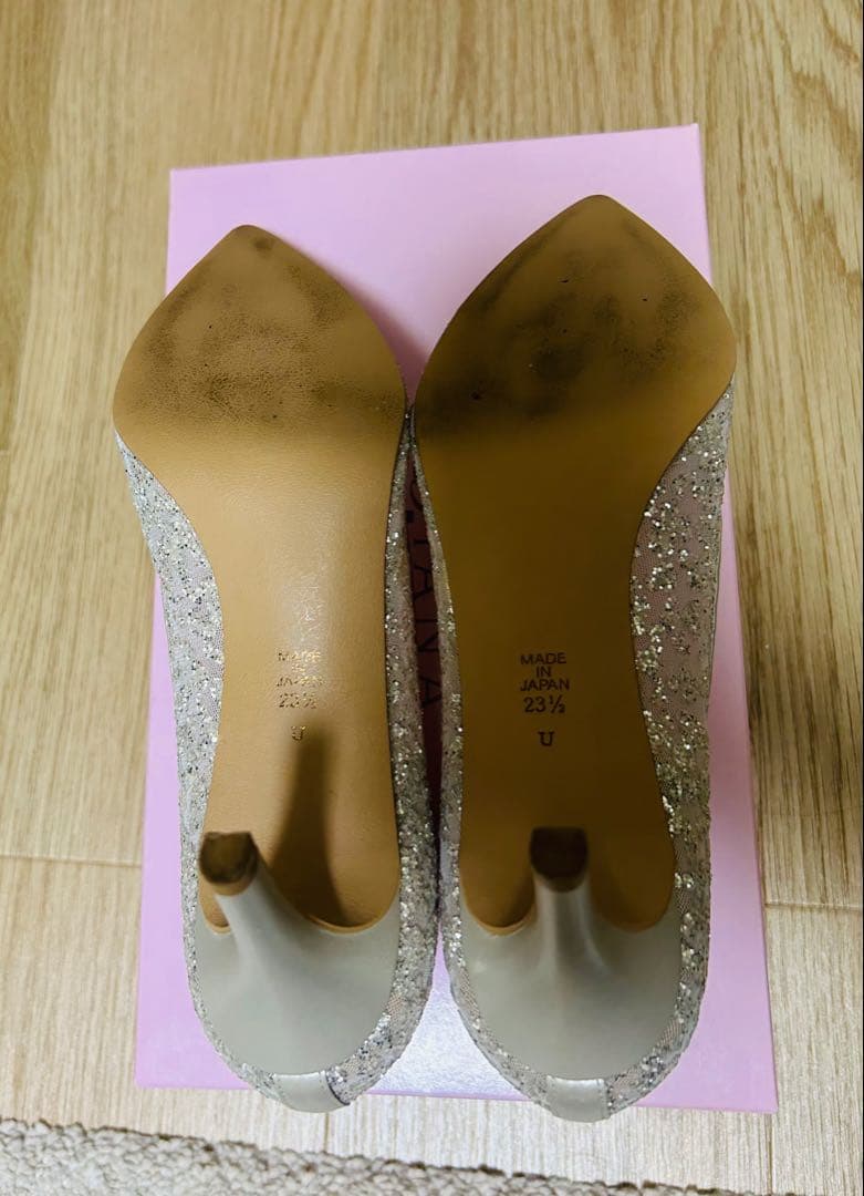 DIANA パンプス 23.5cm プラチナ/グリッターチュール