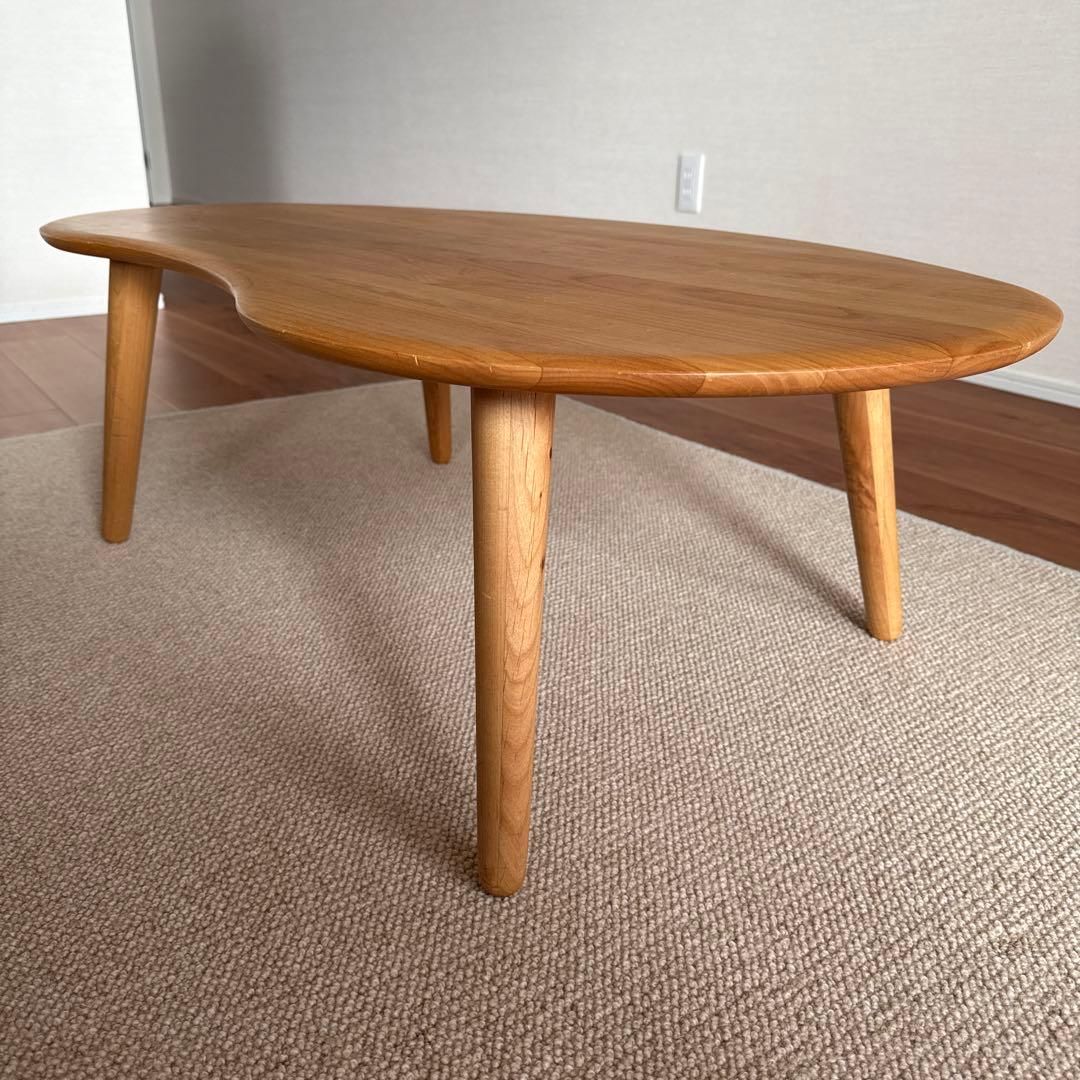 ナチュラルウッド オーバル型センターテーブル