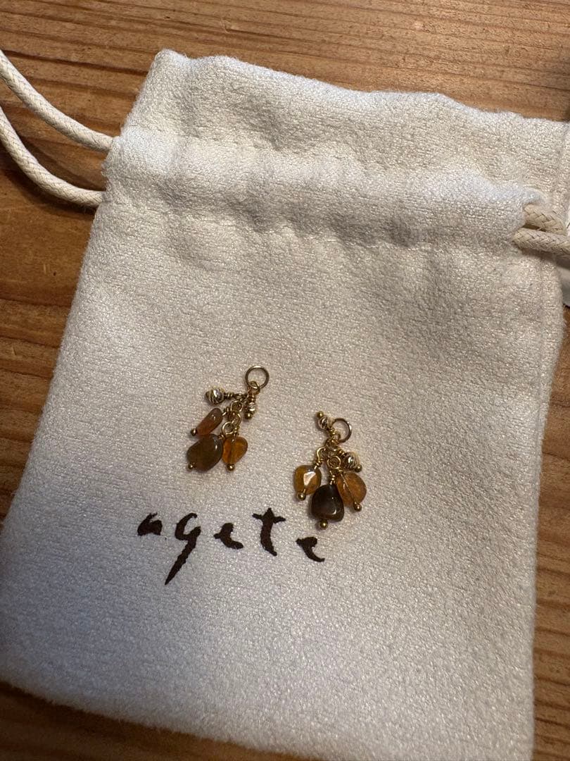 agete アガット K10 ブラックオパール チャーム