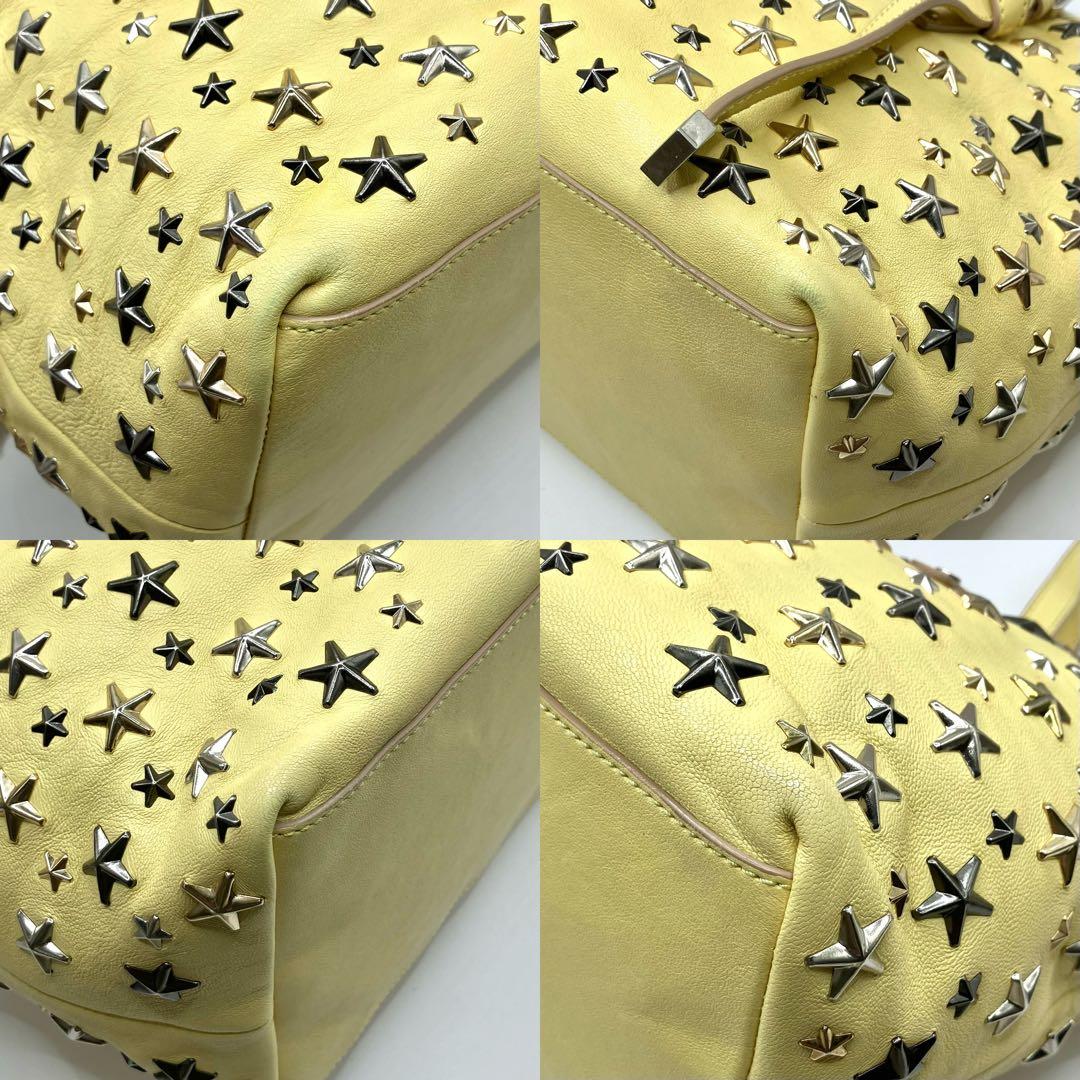 JIMMY CHOO ジミーチュウ　トートバッグ　スタースタッズ　サシャS 黄