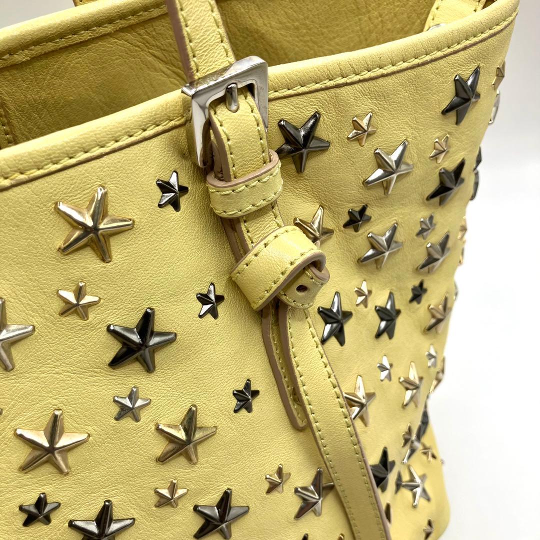 JIMMY CHOO ジミーチュウ　トートバッグ　スタースタッズ　サシャS 黄