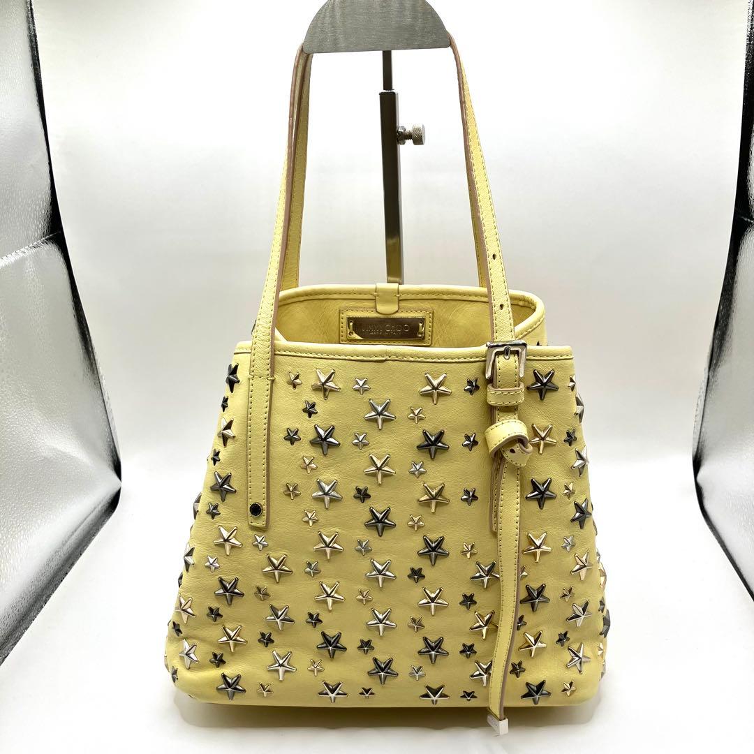 JIMMY CHOO ジミーチュウ　トートバッグ　スタースタッズ　サシャS 黄