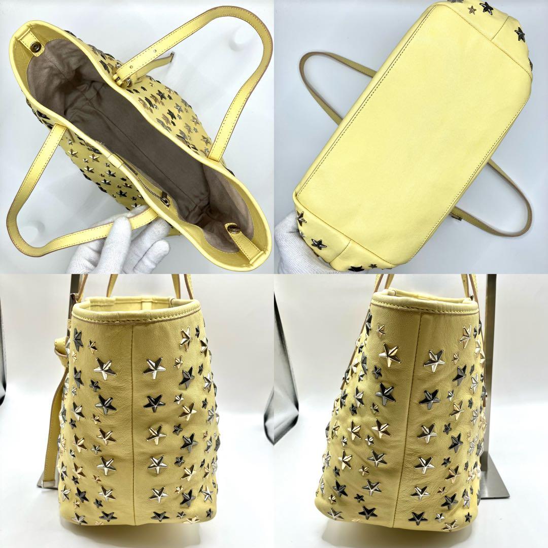 JIMMY CHOO ジミーチュウ　トートバッグ　スタースタッズ　サシャS 黄