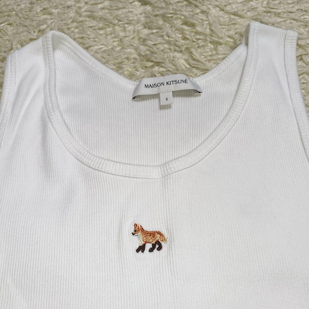 【未使用級】メゾンキツネ BABY FOX 刺繍 リブ編み タンクトップ S