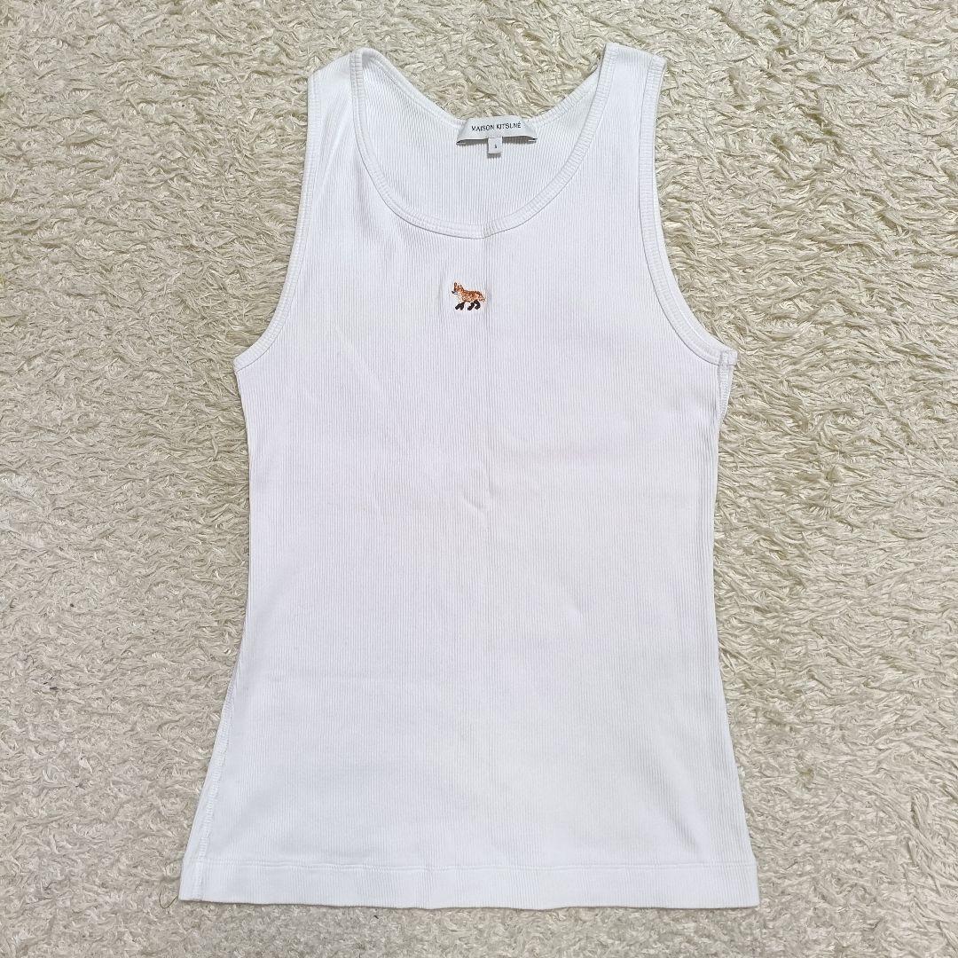【未使用級】メゾンキツネ BABY FOX 刺繍 リブ編み タンクトップ S