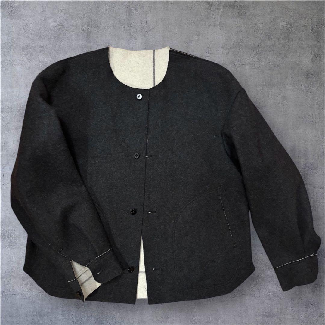 極美品 ETHOSENS エトセンス　ウールメルトン ジャケット　ダークグレー