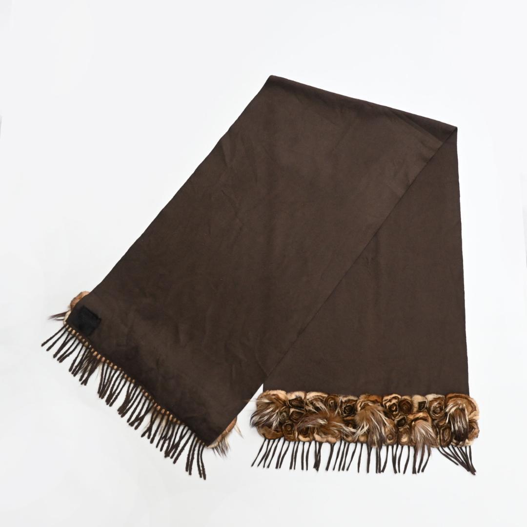 47994★年 FENDI フェンディ カシミヤ　マフラー ファー付*