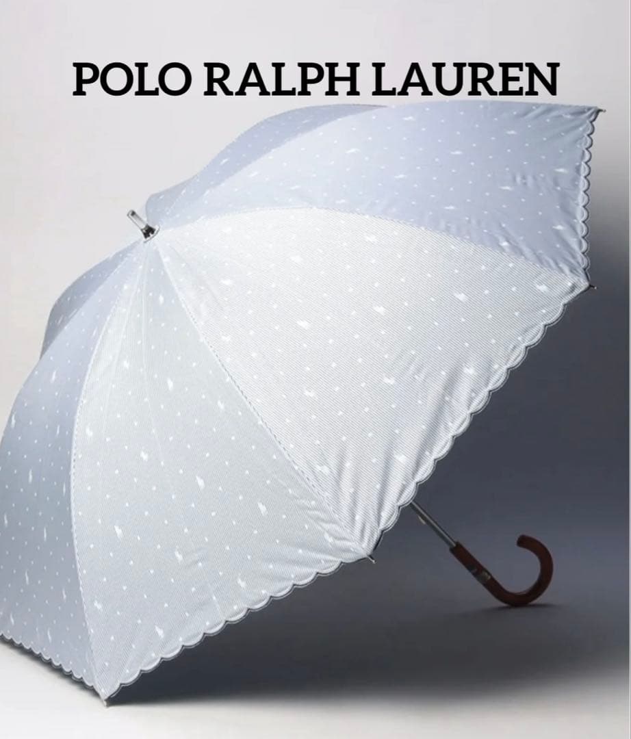 POLO RALPH LAUREN 日傘　ストライプドット　ブルー
