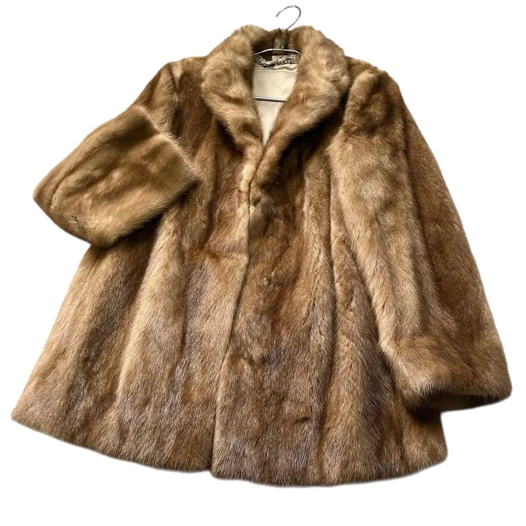 美品 パステルミンク リアルファーコート 毛皮 毛並み◎ なめし柔らか 11号