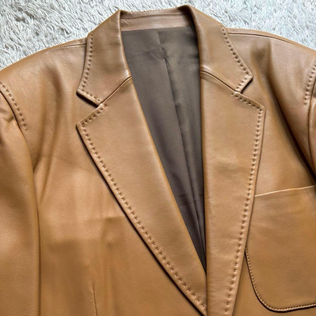 ★希少 XLサイズ★ G-stage テーラード ジャケット 羊革 キャメル