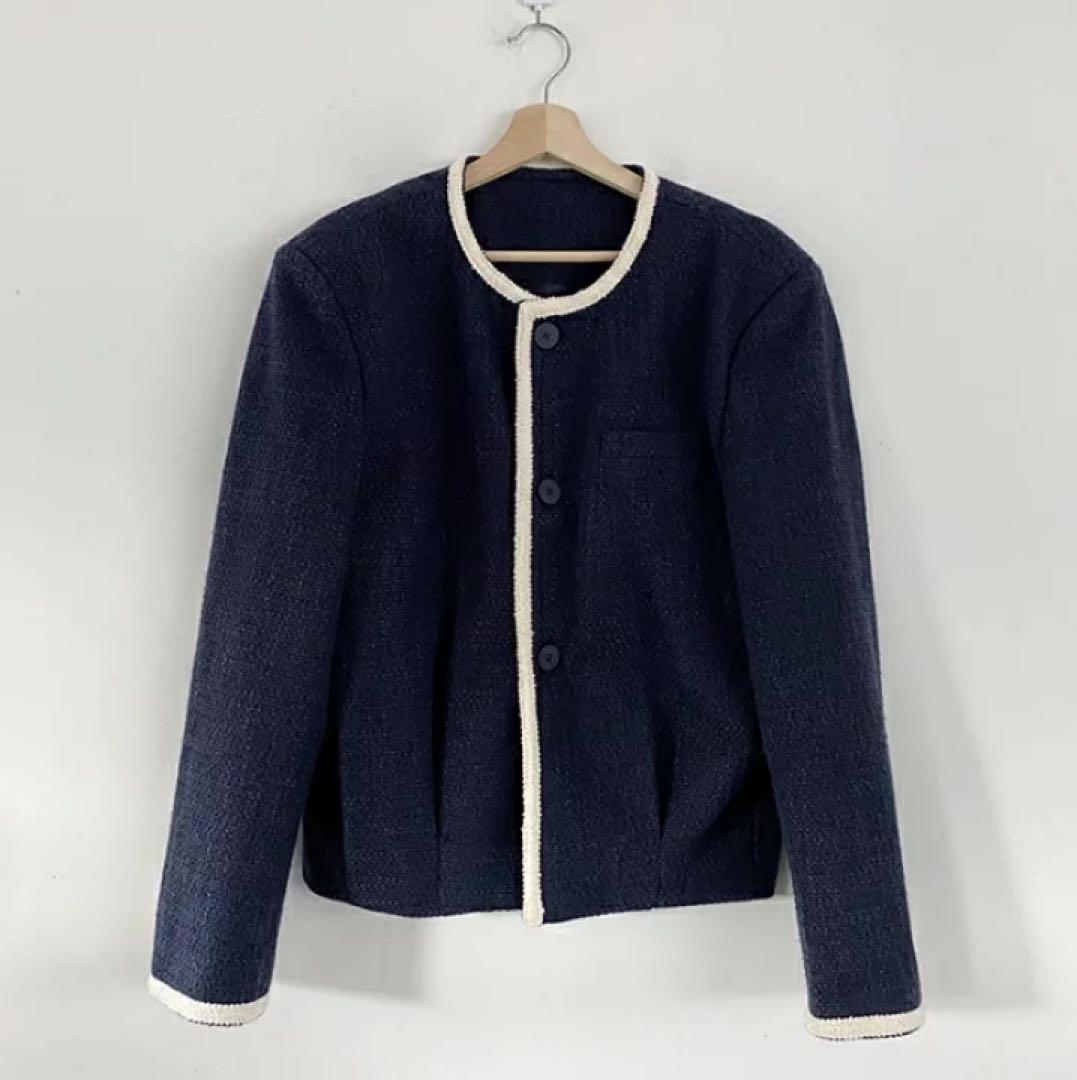 2planツイードジャケット ネイビー メンズ 韓国ブランド