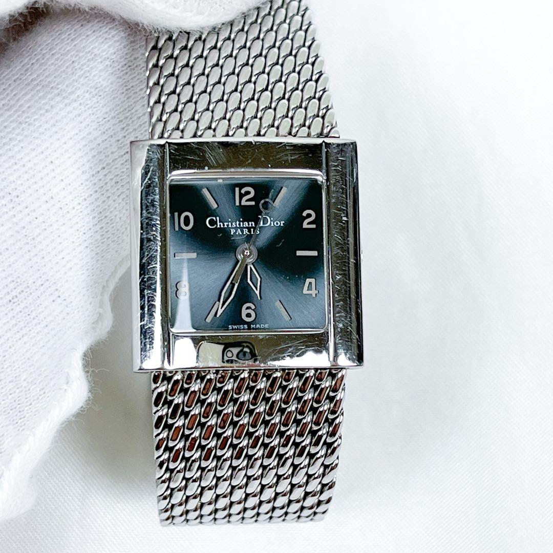 希少 稼動品 ディオール 腕時計 リバ スクエア スチールバンド レディース