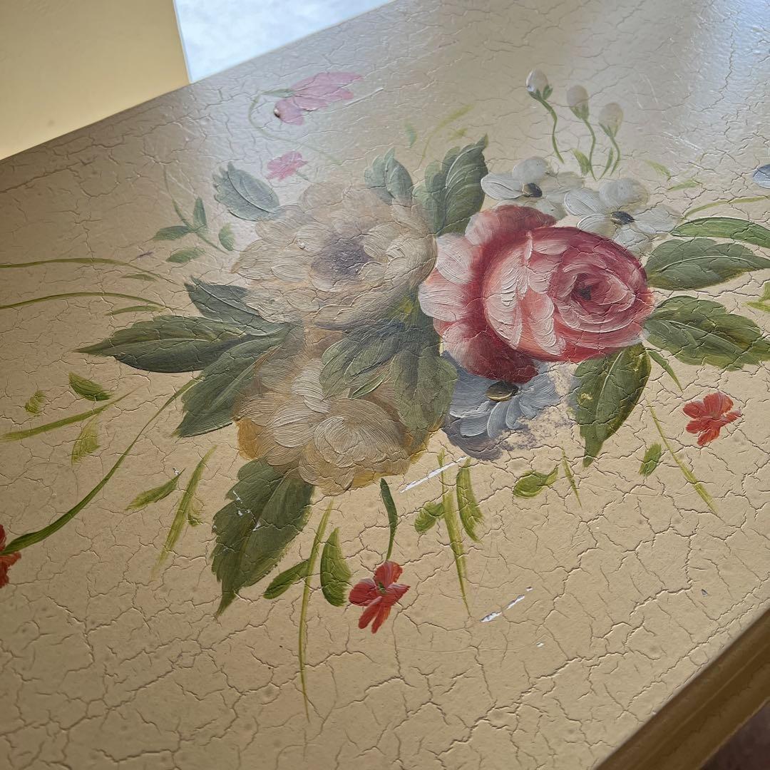 k016r122 ロココ調 ブーケ柄のチェスト 猫脚 クラック加工 クラシカル