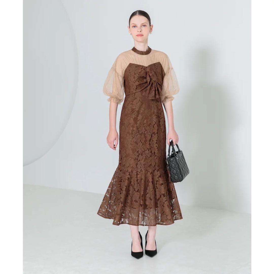 Leja ブラウンレース マーメイド パーティードレス