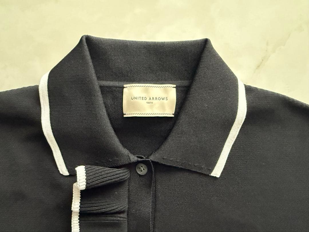 UNITED ARROWS ミニマル フリル ポロニット　黒