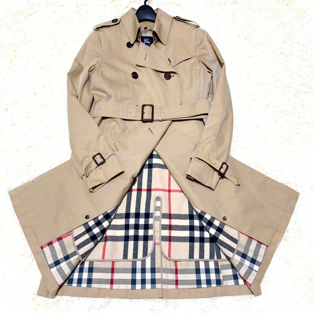 バーバリーロンドン メガチェックライナー付き ハニーべージュトレンチコート L