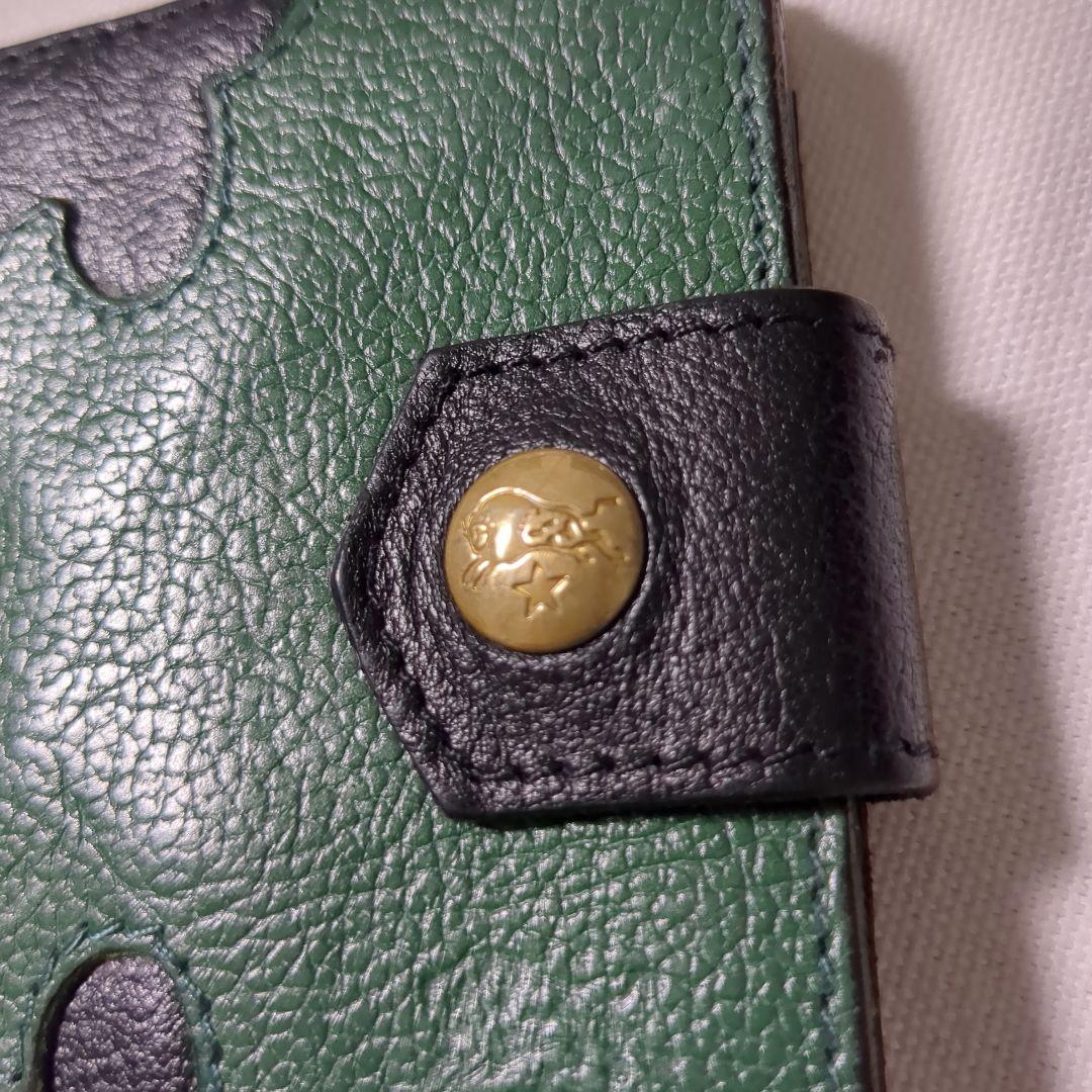 美品 イルビゾンテ ナターコレクション 2つ折り 財布 ブラック グリーン